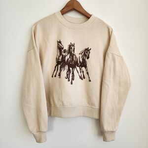 Joe Fresh Cream Horse Print Women's Sweater